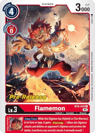 Flamemon (BT6-010) - Double Diamond Pre-Release Cards Foil - Premium Digimon Single from Bandai - Just $2.90! Shop now at Game Crave Tournament Store