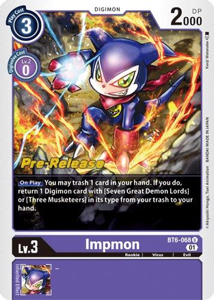 Impmon (BT6-068) - Double Diamond Pre-Release Cards - Premium Digimon Single from Bandai - Just $0.58! Shop now at Game Crave Tournament Store