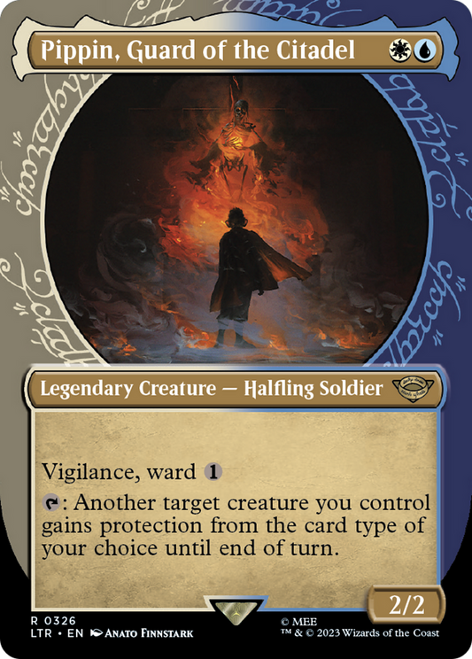 Pippin, Guard of the Citadel (LTR-326) - The Lord of the Rings: Tales of Middle-earth: (Showcase) (Borderless) - Premium MTG Single from Wizards of the Coast - Just $0.08! Shop now at Game Crave Tournament Store