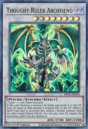 Thought Ruler Archfiend (BROL-EN070) - Brothers of Legend 1st Edition - Premium Yugioh Single from Konami - Just $0.47! Shop now at Game Crave Tournament Store