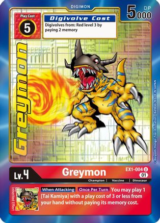Greymon (Alternate Art) (EX1-004) - Classic Collection Foil - Premium Digimon Single from Bandai - Just $2.88! Shop now at Game Crave Tournament Store