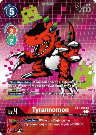 Tyrannomon (Alternate Art) (EX1-005) - Classic Collection Foil - Premium Digimon Single from Bandai - Just $2.77! Shop now at Game Crave Tournament Store