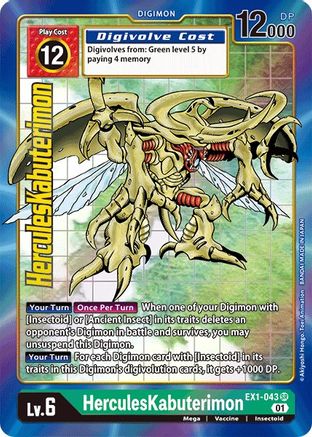 HerculesKabuterimon (Alternate Art) (EX1-043) - Classic Collection Foil - Premium Digimon Single from Bandai - Just $2.07! Shop now at Game Crave Tournament Store