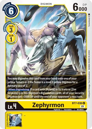 Zephyrmon (BT7-036) - Next Adventure - Premium Digimon Single from Bandai - Just $0.13! Shop now at Game Crave Tournament Store