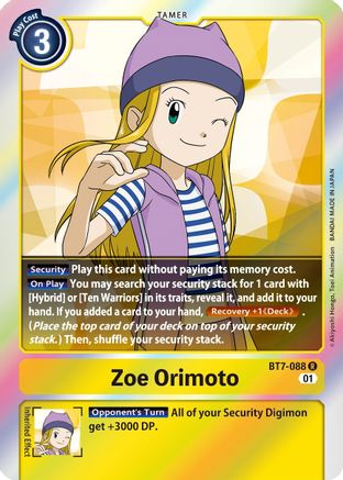 Zoe Orimoto (BT7-088) - Next Adventure Foil - Premium Digimon Single from Bandai - Just $0.26! Shop now at Game Crave Tournament Store