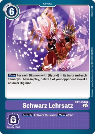 Schwarz Lehrsatz (BT7-108) - Next Adventure - Premium Digimon Single from Bandai - Just $0.25! Shop now at Game Crave Tournament Store