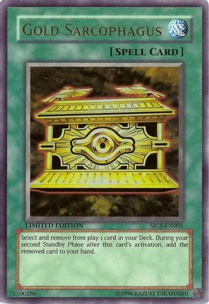 Gold Sarcophagus (SJCS-EN005) - Shonen Jump Championship Series Promos - Premium Yugioh Single from Konami - Just $0! Shop now at Game Crave Tournament Store