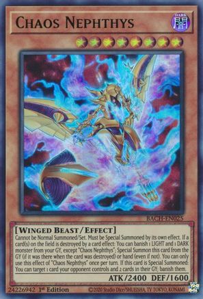 Chaos Nephthys (BACH-EN025) - Battle of Chaos 1st Edition - Premium Yugioh Single from Konami - Just $0.27! Shop now at Game Crave Tournament Store