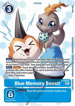 Blue Memory Boost! - P-036 (Next Adventure Box Promotion Pack) (P-036) - Digimon Promotion Cards - Premium Digimon Single from Bandai - Just $5.47! Shop now at Game Crave Tournament Store