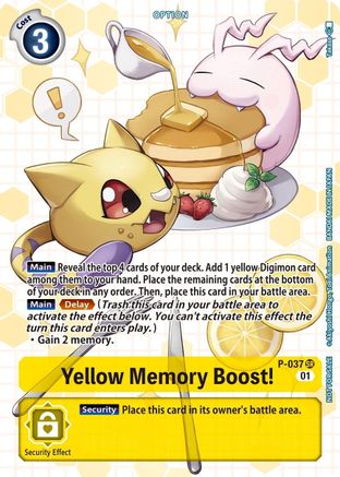 Yellow Memory Boost! - P-037 (Next Adventure Box Promotion Pack) (P-037) - Digimon Promotion Cards - Premium Digimon Single from Bandai - Just $4.25! Shop now at Game Crave Tournament Store