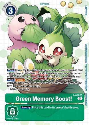 Green Memory Boost! - P-038 (Next Adventure Box Promotion Pack) (P-038) - Digimon Promotion Cards - Premium Digimon Single from Bandai - Just $3.09! Shop now at Game Crave Tournament Store