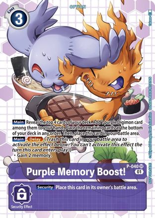 Purple Memory Boost! - P-040 (Next Adventure Box Promotion Pack) (P-040) - Digimon Promotion Cards - Premium Digimon Single from Bandai - Just $3.95! Shop now at Game Crave Tournament Store