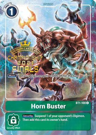 Horn Buster (2021 Championship Finals Tamer‘s Evolution Pack) (BT1-108) - Release Special Booster Foil - Premium Digimon Single from Bandai - Just $0.44! Shop now at Game Crave Tournament Store