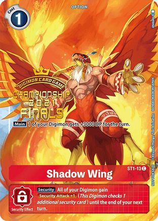 Shadow Wing (2021 Championship Finals Tamer‘s Evolution Pack) (ST1-13) - Starter Deck 01: Gaia Red Foil - Premium Digimon Single from Bandai - Just $0.53! Shop now at Game Crave Tournament Store