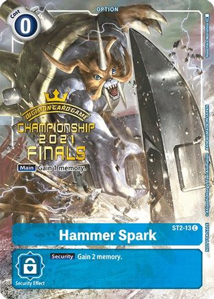 Hammer Spark (2021 Championship Finals Tamer‘s Evolution Pack) (ST2-13) - Starter Deck 02: Cocytus Blue Foil - Premium Digimon Single from Bandai - Just $14.28! Shop now at Game Crave Tournament Store