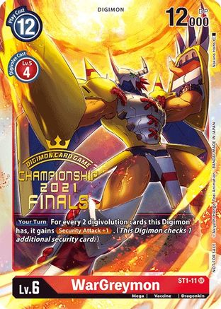 WarGreymon (2021 Championship Finals Event Pack Alt-Art Gold Stamp Set) (ST1-11) - Starter Deck 01: Gaia Red Foil - Premium Digimon Single from Bandai - Just $104.49! Shop now at Game Crave Tournament Store