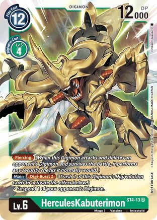 HerculesKabuterimon (Event Pack 2) (ST4-13) - Starter Deck 04: Giga Green Foil - Premium Digimon Single from Bandai - Just $2.32! Shop now at Game Crave Tournament Store