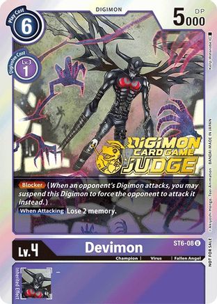 Devimon (Judge Pack 1) (ST6-08) - Starter Deck 06: Venomous Violet Foil - Premium Digimon Single from Bandai - Just $0.74! Shop now at Game Crave Tournament Store