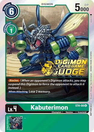 Kabuterimon - ST4-08 (Judge Pack 1) (ST4-08) - Starter Deck 04: Giga Green Foil - Premium Digimon Single from Bandai - Just $0.89! Shop now at Game Crave Tournament Store