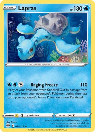 Lapras 31/172 - Brilliant Stars Reverse Holofoil - Premium Pokemon Single from Nintendo - Just $0.50! Shop now at Game Crave Tournament Store