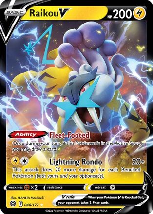 Raikou V 48/172 - Brilliant Stars Holofoil - Premium Pokemon Single from Nintendo - Just $7.11! Shop now at Game Crave Tournament Store