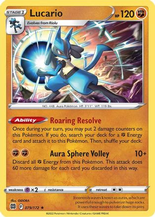 Lucario 79/172 - Brilliant Stars Holofoil - Premium Pokemon Single from Nintendo - Just $0.50! Shop now at Game Crave Tournament Store