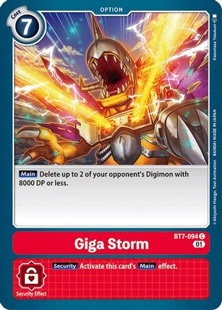 Giga Storm (BT7-094) - Next Adventure - Premium Digimon Single from Bandai - Just $0.25! Shop now at Game Crave Tournament Store