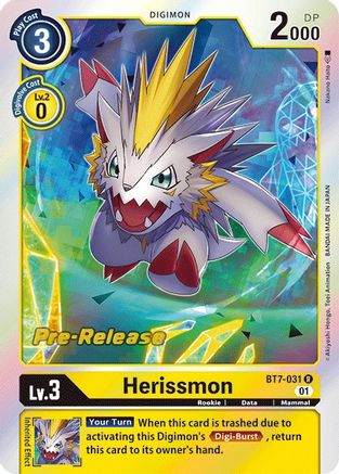 Herissmon (BT7-031) - Next Adventure Pre-Release Cards Foil - Premium Digimon Single from Bandai - Just $0.25! Shop now at Game Crave Tournament Store