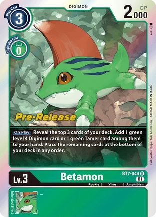 Betamon (BT7-044) - Next Adventure Pre-Release Cards - Premium Digimon Single from Bandai - Just $0.20! Shop now at Game Crave Tournament Store