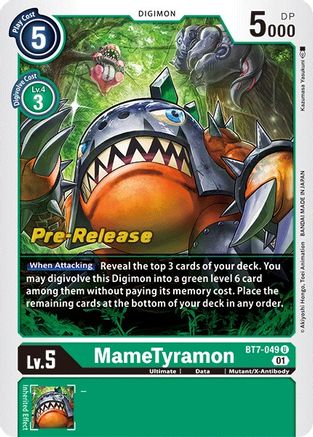 MameTyramon (BT7-049) - Next Adventure Pre-Release Cards Foil - Premium Digimon Single from Bandai - Just $1! Shop now at Game Crave Tournament Store