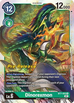 Dinorexmon (BT7-053) - Next Adventure Pre-Release Cards Foil - Premium Digimon Single from Bandai - Just $0.33! Shop now at Game Crave Tournament Store