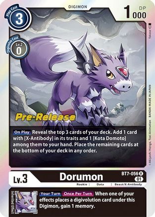 Dorumon (BT7-056) - Next Adventure Pre-Release Cards Foil - Premium Digimon Single from Bandai - Just $2.52! Shop now at Game Crave Tournament Store