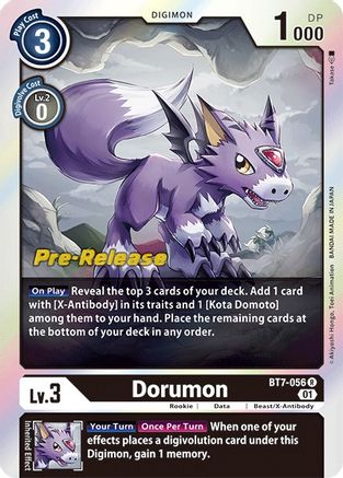 Dorumon (BT7-056) - Next Adventure Pre-Release Cards - Premium Digimon Single from Bandai - Just $1.11! Shop now at Game Crave Tournament Store
