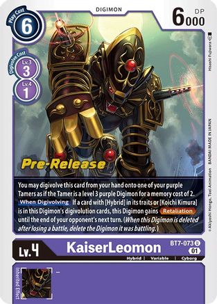 KaiserLeomon (BT7-073) - Next Adventure Pre-Release Cards - Premium Digimon Single from Bandai - Just $0.66! Shop now at Game Crave Tournament Store