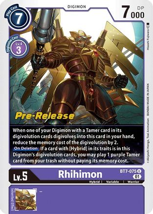 Rhihimon (BT7-075) - Next Adventure Pre-Release Cards - Premium Digimon Single from Bandai - Just $4.09! Shop now at Game Crave Tournament Store