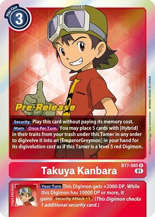 Takuya Kanbara (BT7-085) - Next Adventure Pre-Release Cards Foil - Premium Digimon Single from Bandai - Just $1.09! Shop now at Game Crave Tournament Store