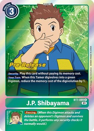 J.P. Shibayama (BT7-089) - Next Adventure Pre-Release Cards Foil - Premium Digimon Single from Bandai - Just $0.43! Shop now at Game Crave Tournament Store