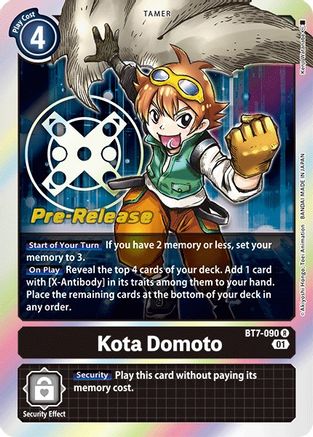 Kota Domoto (BT7-090) - Next Adventure Pre-Release Cards Foil - Premium Digimon Single from Bandai - Just $0.71! Shop now at Game Crave Tournament Store