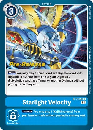 Starlight Velocity (BT7-096) - Next Adventure Pre-Release Cards Foil - Premium Digimon Single from Bandai - Just $1.11! Shop now at Game Crave Tournament Store