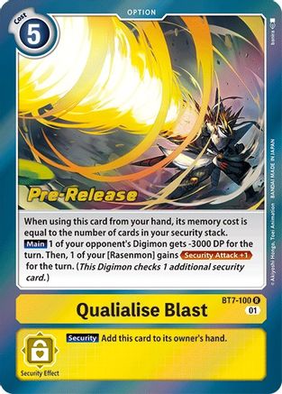 Qualialise Blast (BT7-100) - Next Adventure Pre-Release Cards Foil - Premium Digimon Single from Bandai - Just $0.43! Shop now at Game Crave Tournament Store