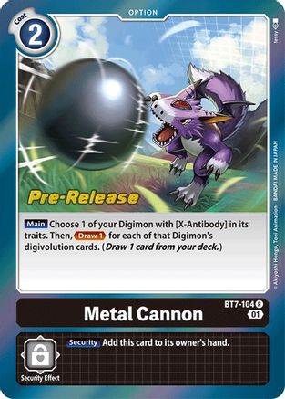 Metal Cannon (BT7-104) - Next Adventure Pre-Release Cards Foil - Premium Digimon Single from Bandai - Just $1.51! Shop now at Game Crave Tournament Store