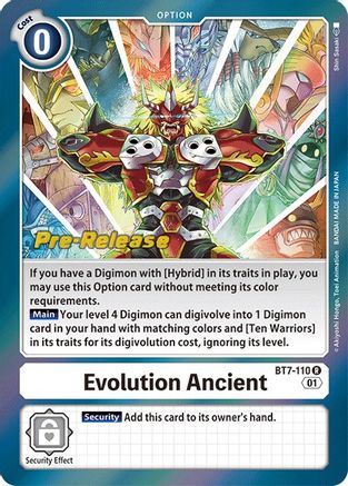 Evolution Ancient (BT7-110) - Next Adventure Pre-Release Cards - Premium Digimon Single from Bandai - Just $0.44! Shop now at Game Crave Tournament Store