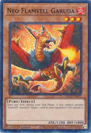 Neo Flamvell Garuda (Duel Terminal) (HAC1-EN072) - Hidden Arsenal: Chapter 1 1st Edition - Premium Yugioh Single from Konami - Just $0.25! Shop now at Game Crave Tournament Store