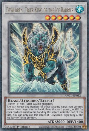 Dewloren, Tiger King of the Ice Barrier (Duel Terminal) (HAC1-EN052) - Hidden Arsenal: Chapter 1 1st Edition - Premium Yugioh Single from Konami - Just $0.25! Shop now at Game Crave Tournament Store