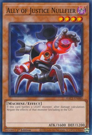 Ally of Justice Nullfier (HAC1-EN080) - Hidden Arsenal: Chapter 1 1st Edition - Premium Yugioh Single from Konami - Just $0.25! Shop now at Game Crave Tournament Store