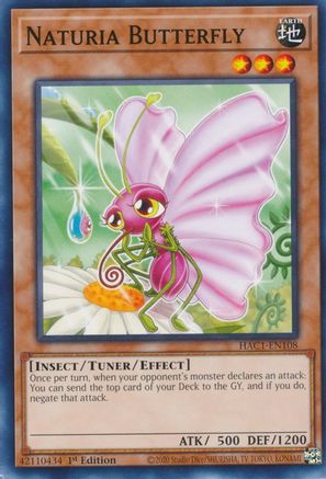 Naturia Butterfly (HAC1-EN108) - Hidden Arsenal: Chapter 1 1st Edition - Premium Yugioh Single from Konami - Just $0.25! Shop now at Game Crave Tournament Store