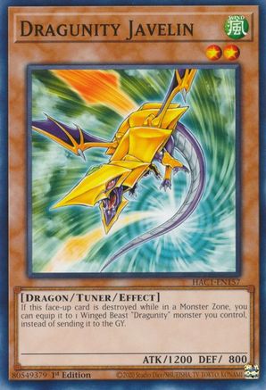 Dragunity Javelin (HAC1-EN157) - Hidden Arsenal: Chapter 1 1st Edition - Premium Yugioh Single from Konami - Just $0.25! Shop now at Game Crave Tournament Store