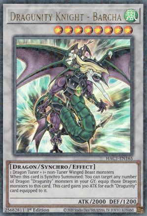 Dragunity Knight - Barcha (Duel Terminal) (HAC1-EN165) - Hidden Arsenal: Chapter 1 1st Edition - Premium Yugioh Single from Konami - Just $0.25! Shop now at Game Crave Tournament Store