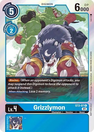 Grizzlymon - ST2-07 (Official Tournament Pack Vol.4) (ST2-07) - Starter Deck 02: Cocytus Blue - Premium Digimon Single from Bandai - Just $0.25! Shop now at Game Crave Tournament Store