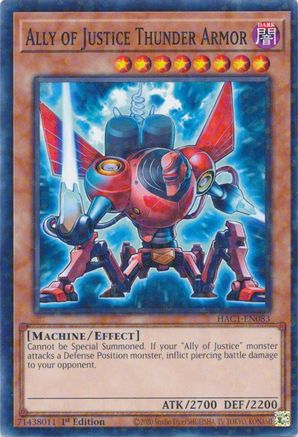 Ally of Justice Thunder Armor (Duel Terminal) (HAC1-EN083) - Hidden Arsenal: Chapter 1 1st Edition - Premium Yugioh Single from Konami - Just $0.25! Shop now at Game Crave Tournament Store